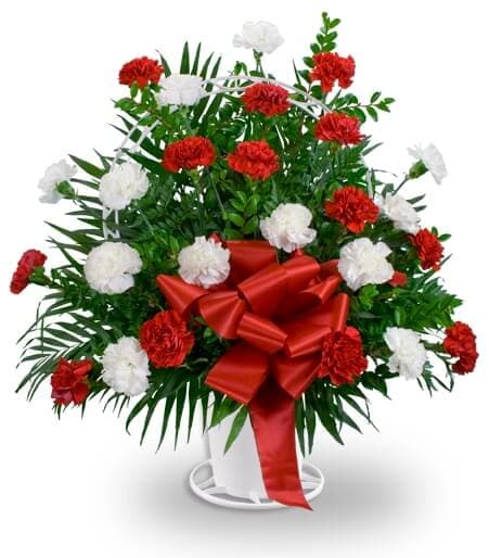 Red and White Handled Basket